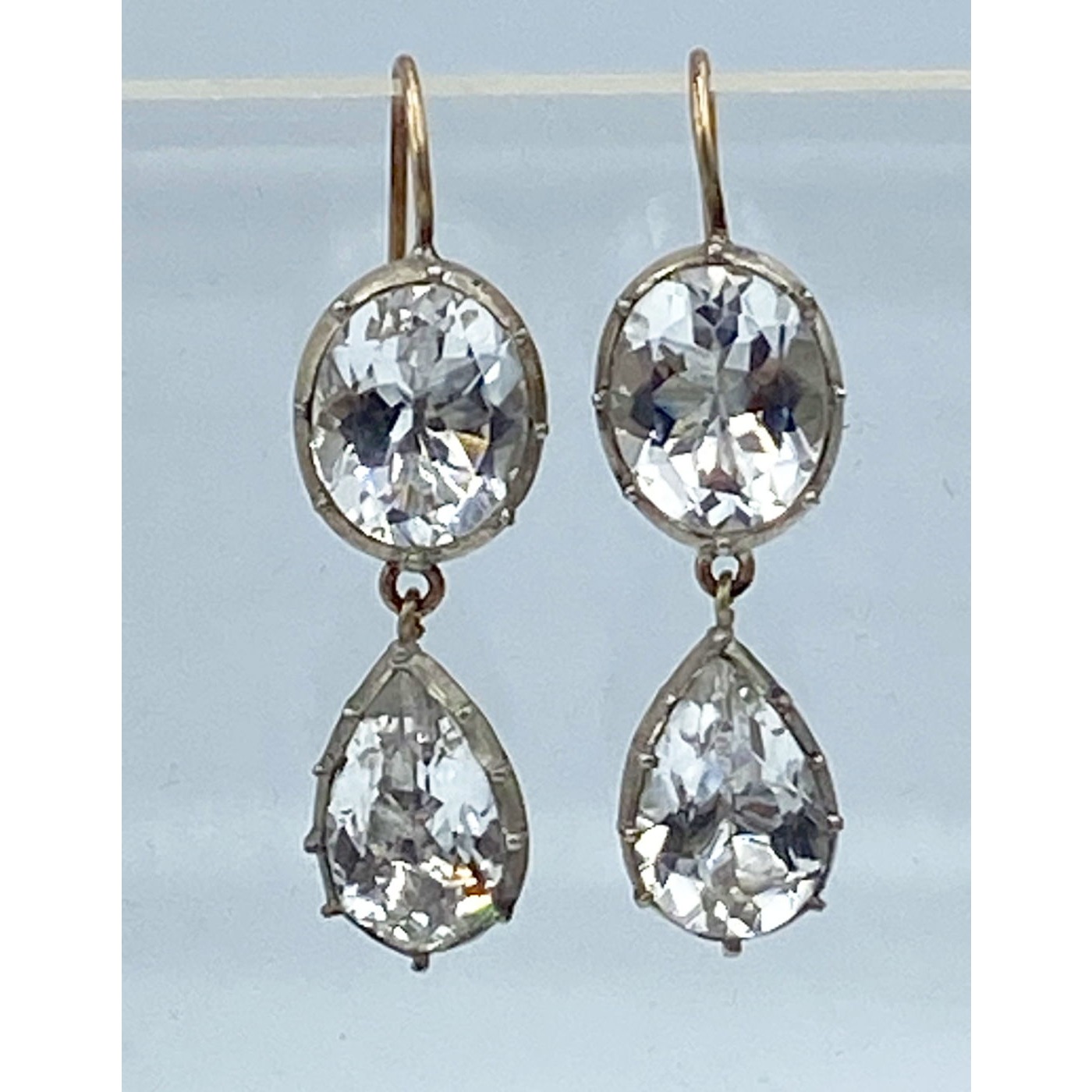 Stunning Spectacular Double Pendant Early 1800's Rock Crystal Earrings - Special