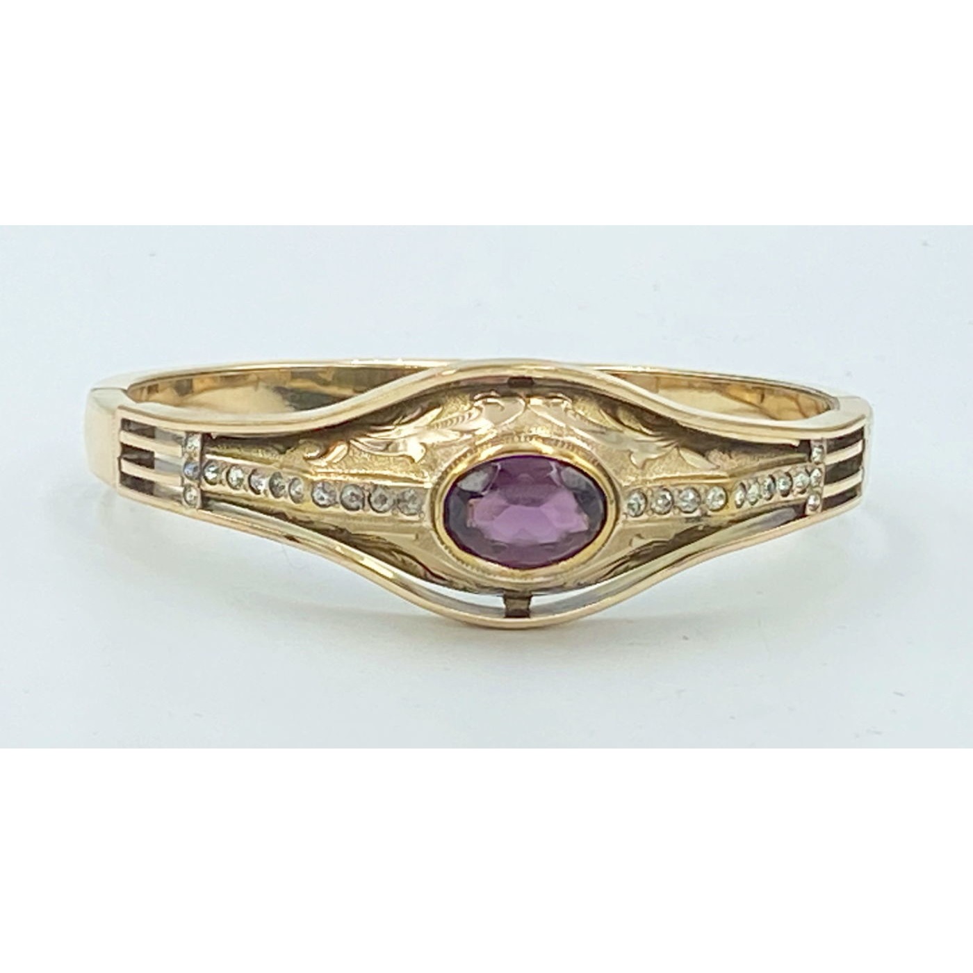 Deep Center Purple with Extending Clear Sets Gold-Filled Bangle