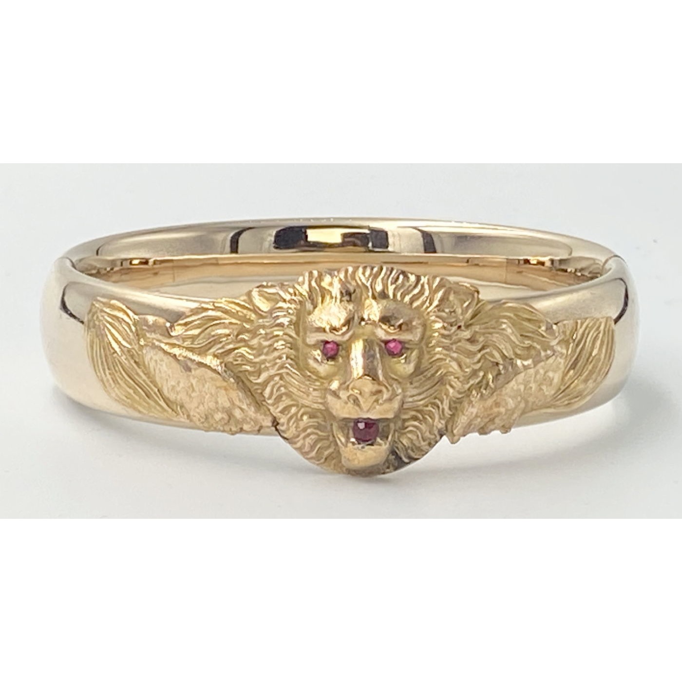 Bold Lion with Leaves Stackable Engagement Bangle - Larger Wrist