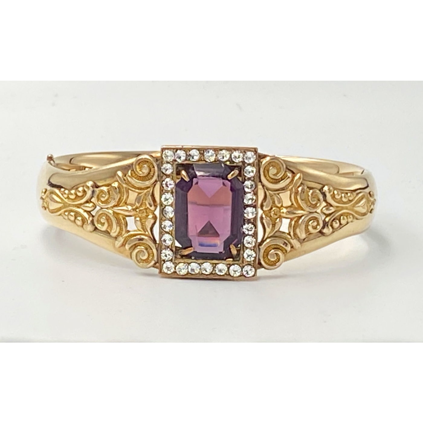 Brilliant Unusual Rectangular Purple Stone Engagement Bangle