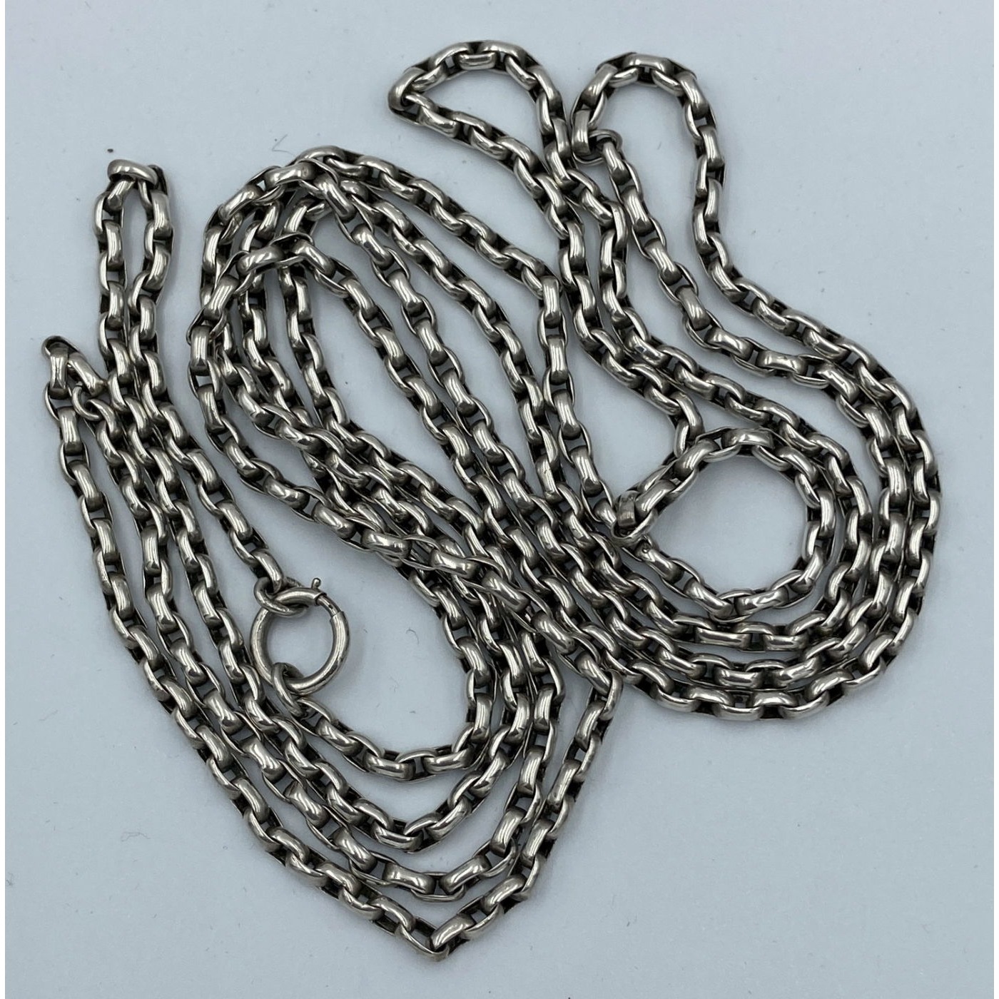 Outstanding 60" Early English Sterling Silver Wheat Link Chain