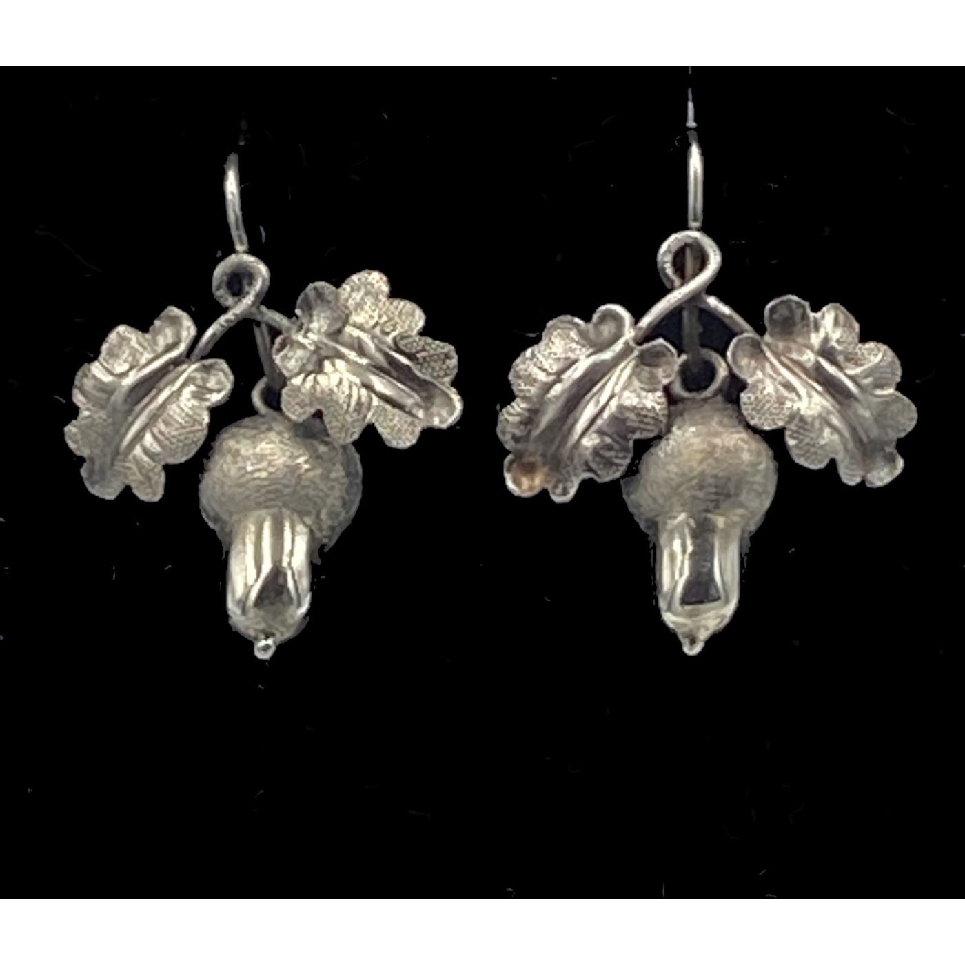 Fantastic Victorian Sterling Silver Acorn Earrings - RARE