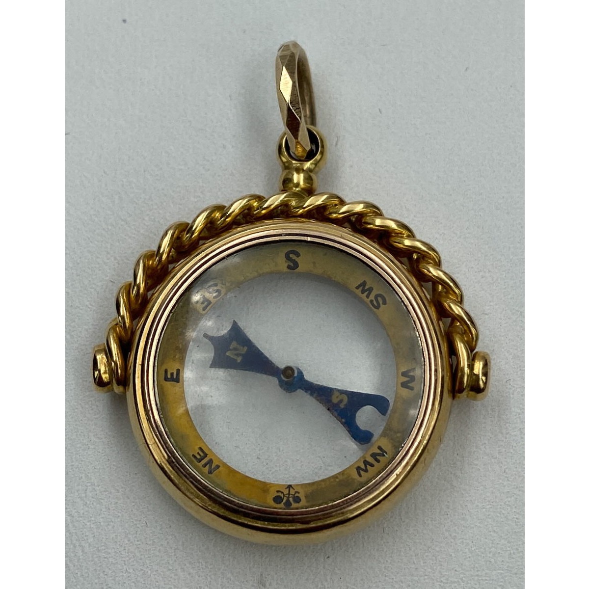 Stunning Large, Bold 15 karat Gold Antique Compass Watch Fob