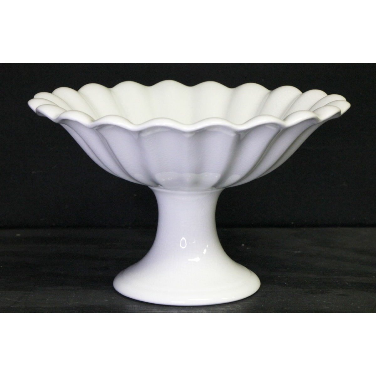 Tall Fluted Ironstone 8" diameter Compote