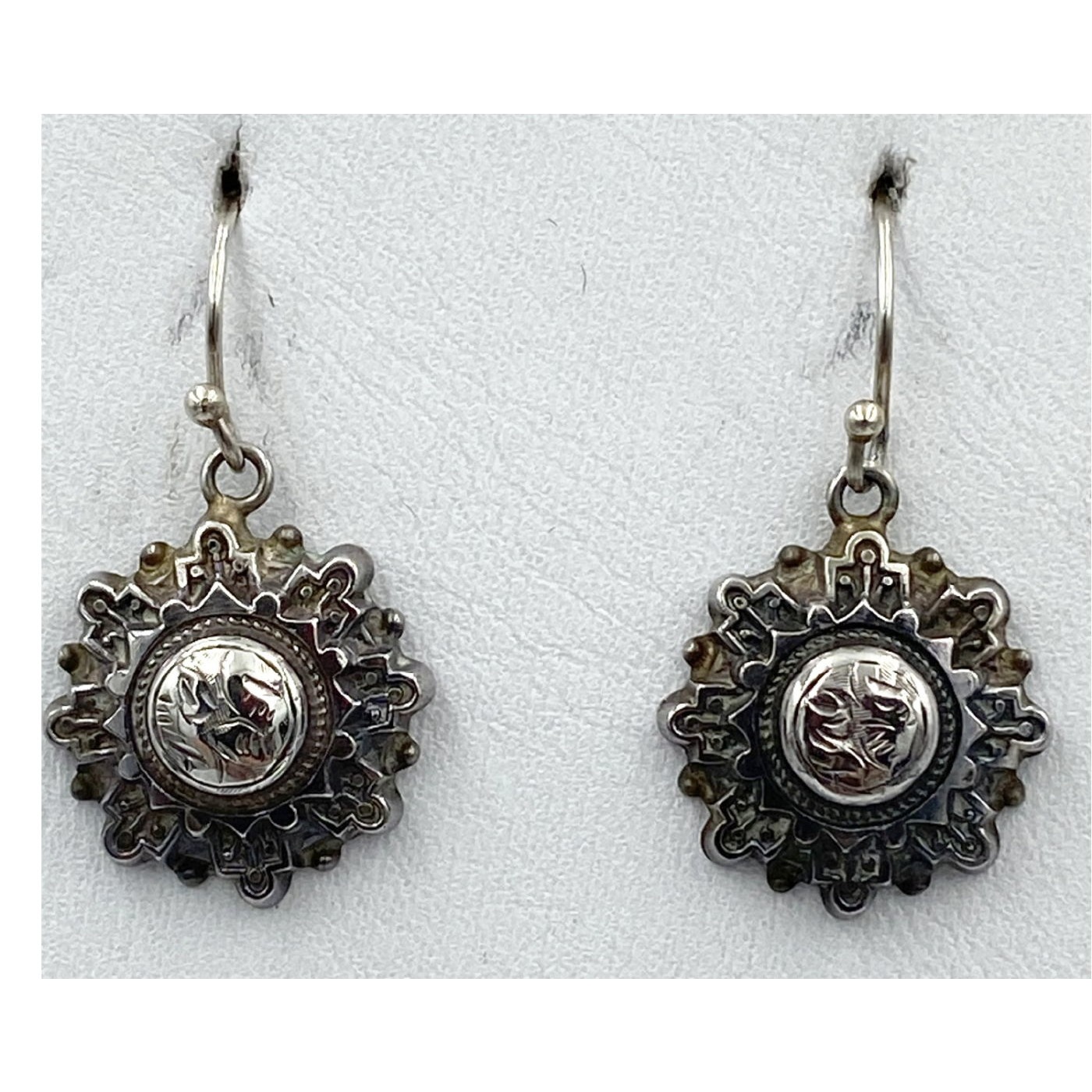 Layered Starburst Victorian English Silver Earrings