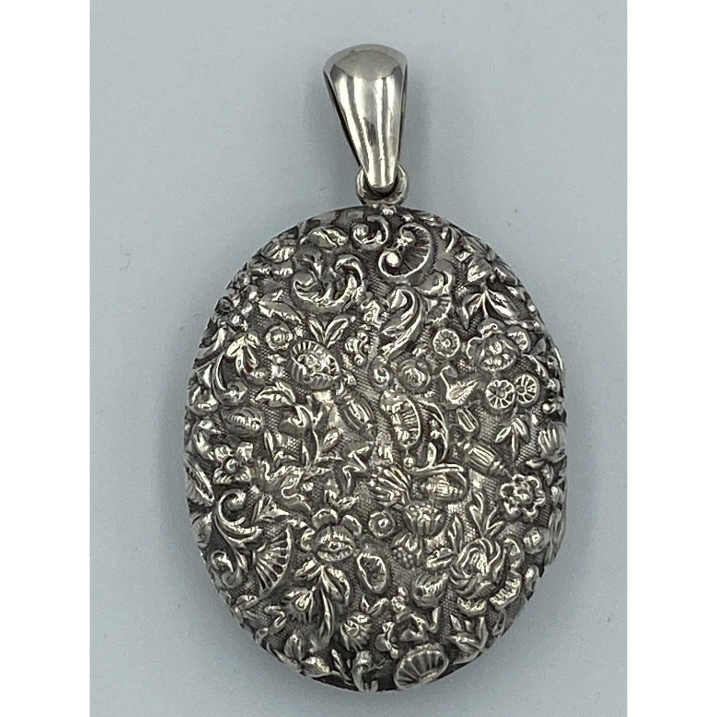 Elaborately Detailed, Deeply Engraved Seashell Theme Antique English Silver Locket