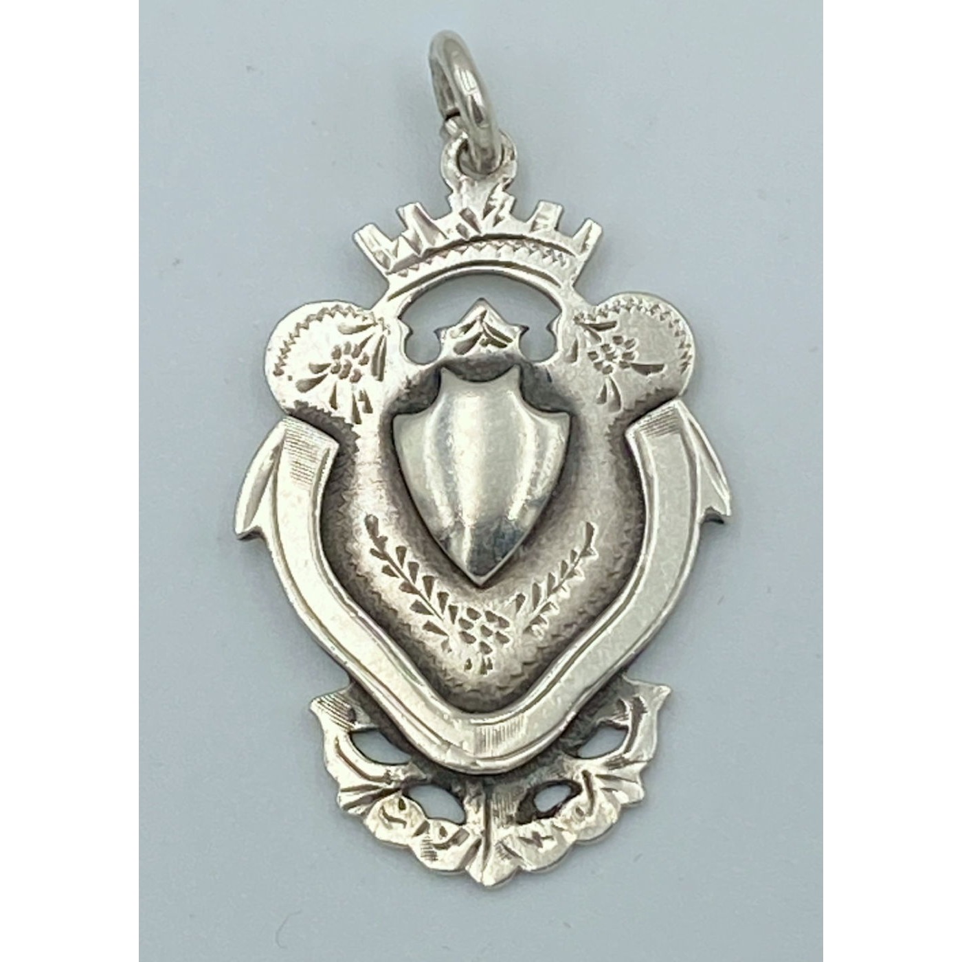 Superb English Sterling Silver Medal w/ Crown Top