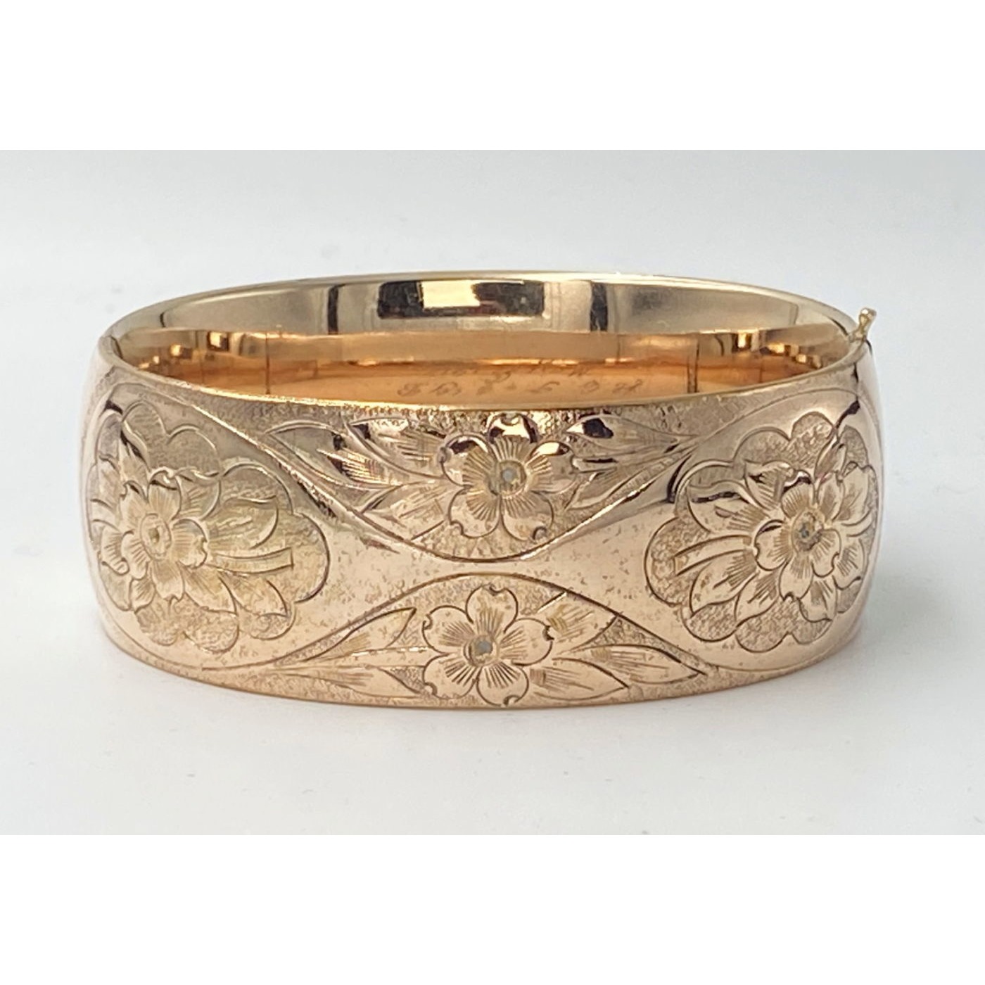 Smaller Wrist Extra Wide Exceptional Floral Covered Engagement Bangle