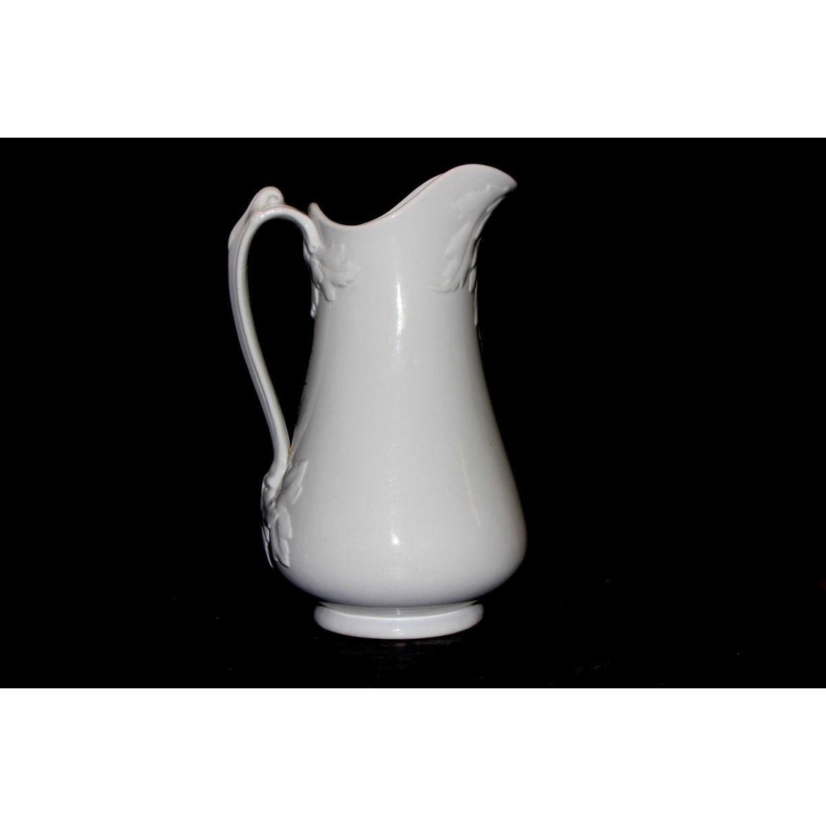 Unusual Tall Slender Skinny Ironstone Ewer with Exaggerated Leaf