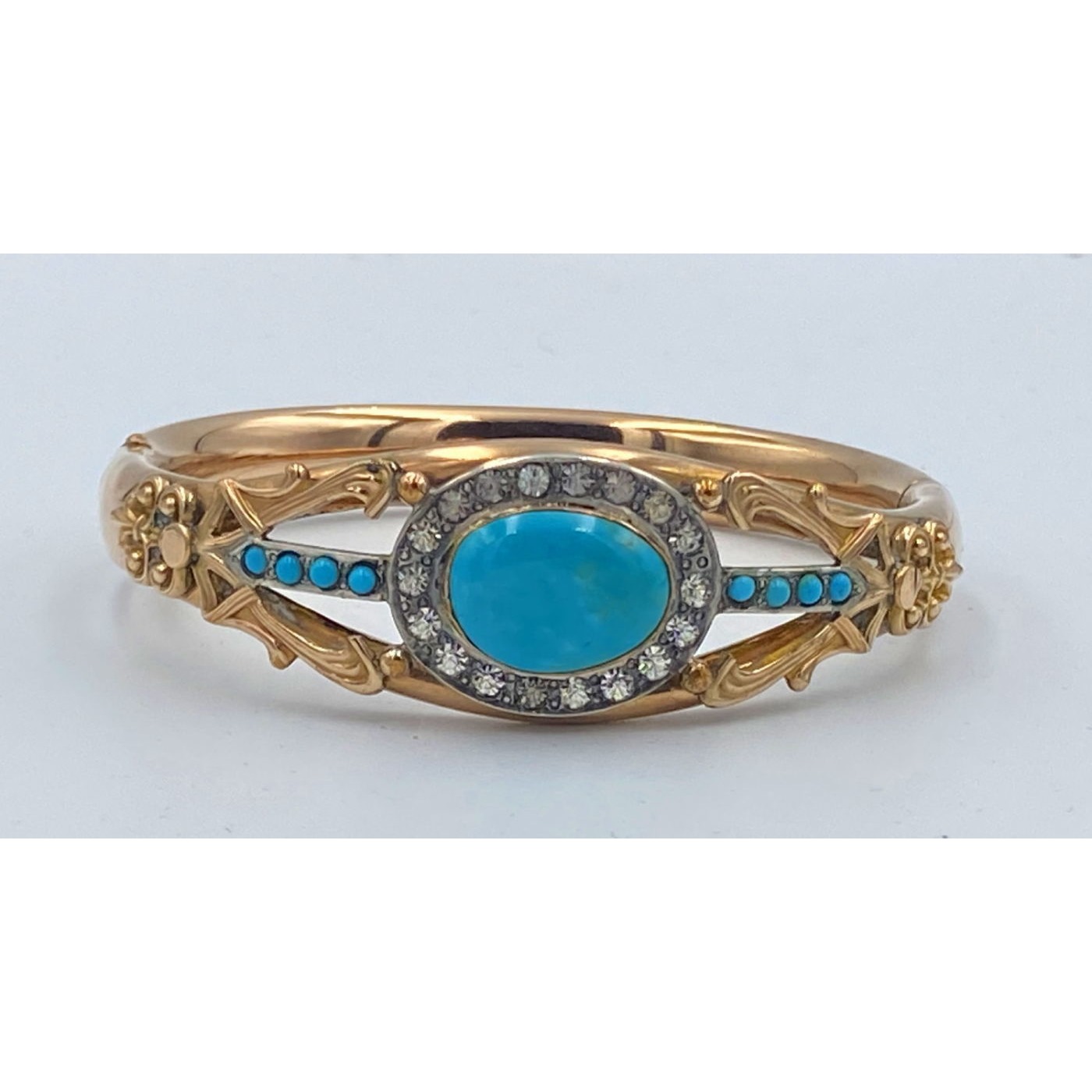 Exceptional Persian Turquoise and Paste Stones Bangle Bracelet