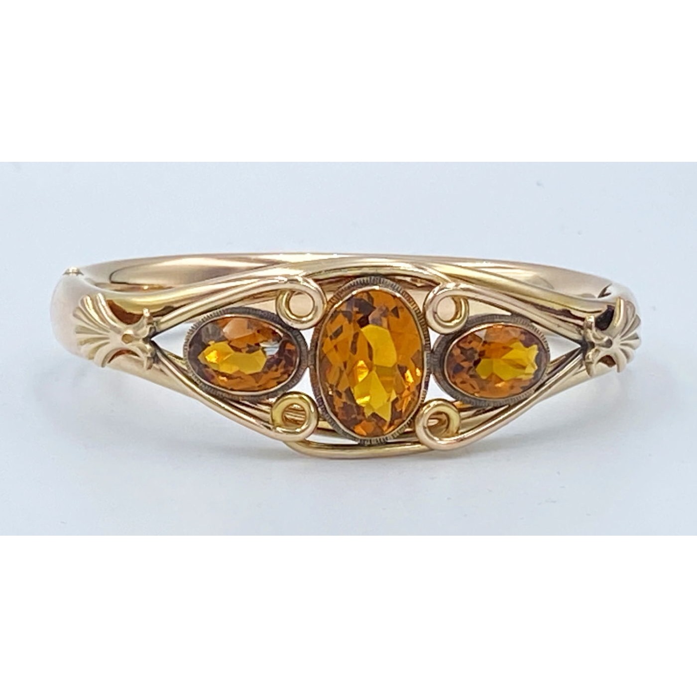 Triple Root Beer Topaz Stones - Soothing Gold-filled Bangle