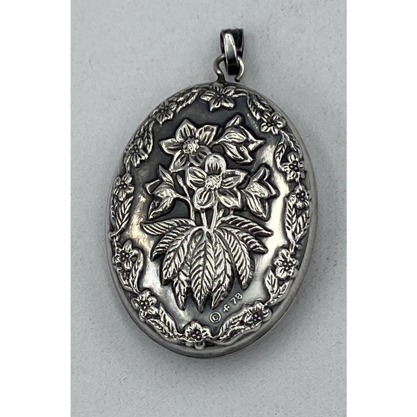 Lovely Floral Victorian English Silver Pendant