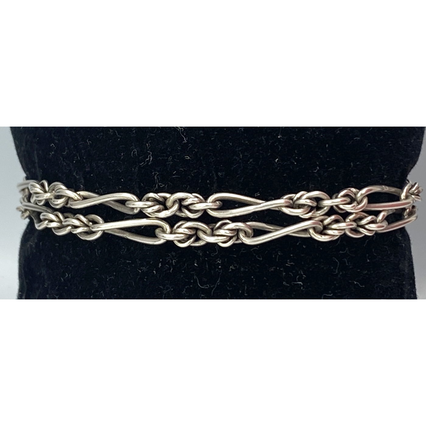 Double Row Twist Link, Perfect Stacking Antique English Silver Bracelet