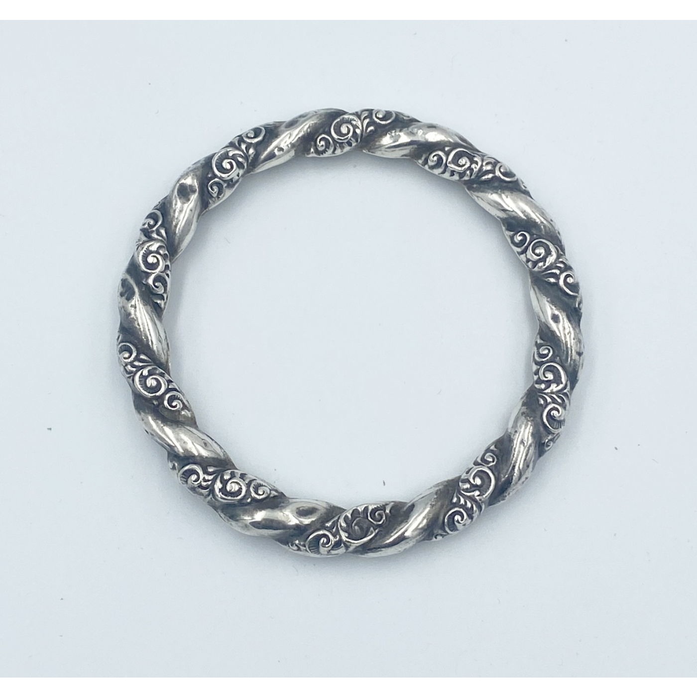 Lovely Sterling Silver Repousse Twist Bangle