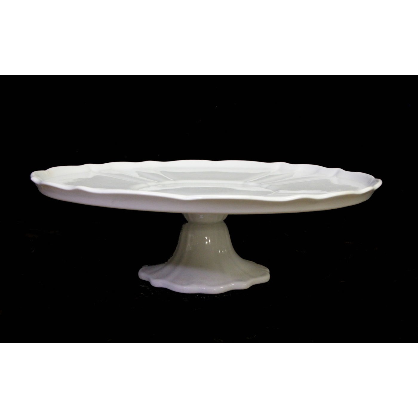 Incredible 14" Ironstone Cake Stand One-Of-A-Kind Embossed Plate