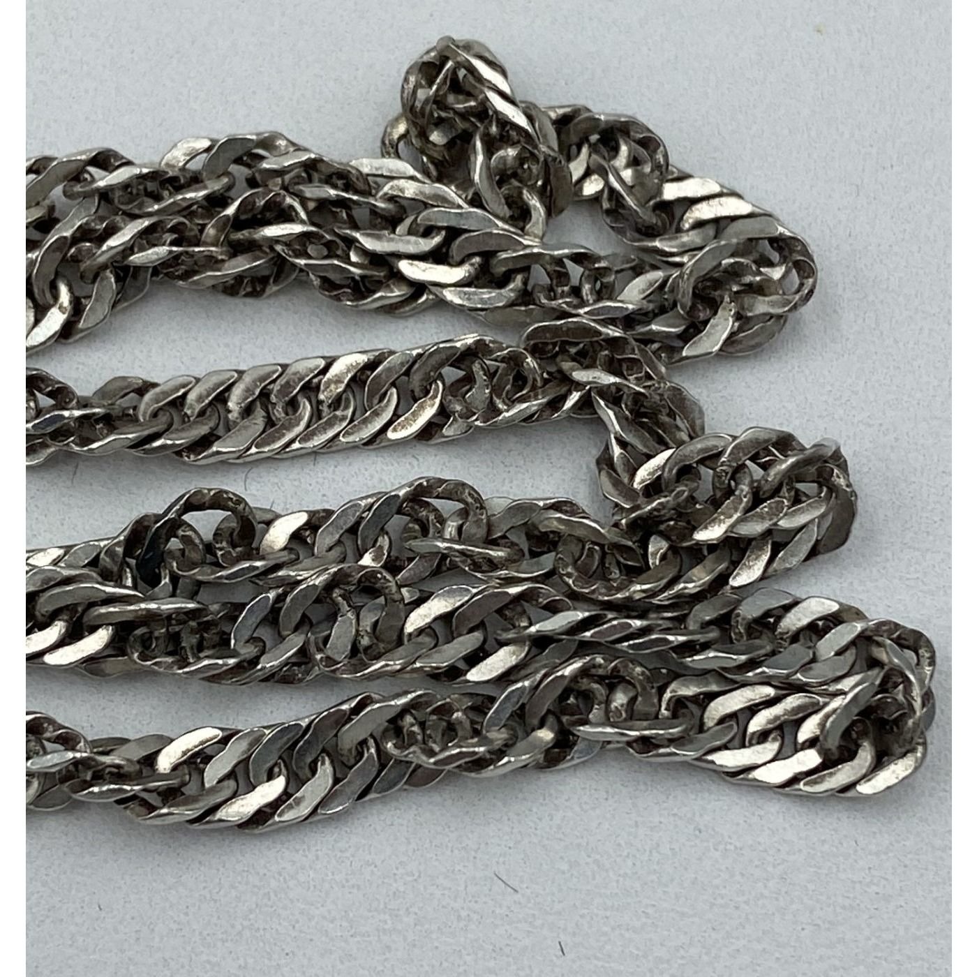 23" Early Sterling Silver Twist Rope Interesting Chain